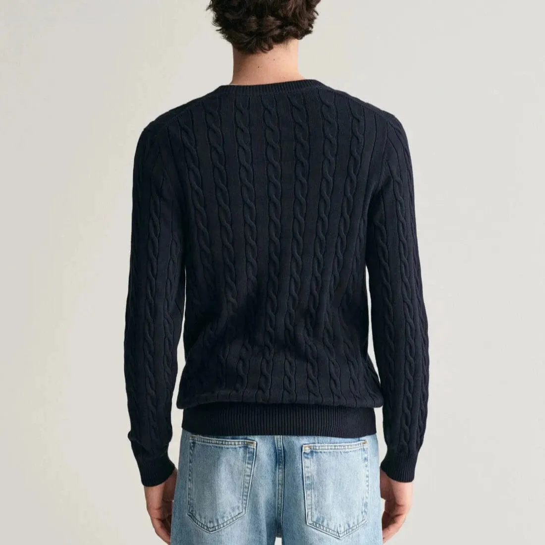 GANT Cotton Cable knit Crew Neck In Blue