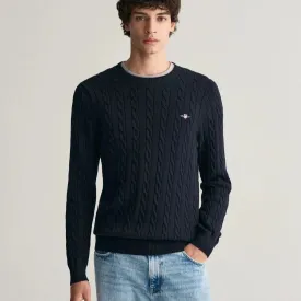 GANT Cotton Cable knit Crew Neck In Blue