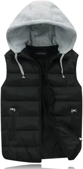 Gihuo Women's Puffer Vest Zip Up Quilted Padded Winter Sleeveless Hooded Vest Gilet Warm Jacket Outerwear Vest