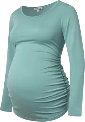 GINKANA Women's Baseball Crew Neck Flower Raglan Sleeve Maternity T-Shirt Top Pregnancy Shirt