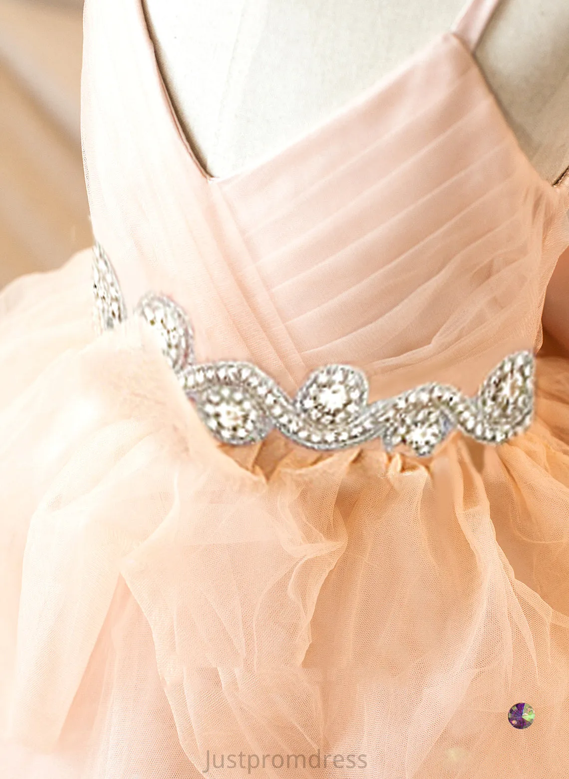 Girl Logan Ruffles/Bow(s)/Rhinestone Flower Girl Dresses Tulle With Ball-Gown/Princess Floor-length - Dress Flower Sleeveless Straps