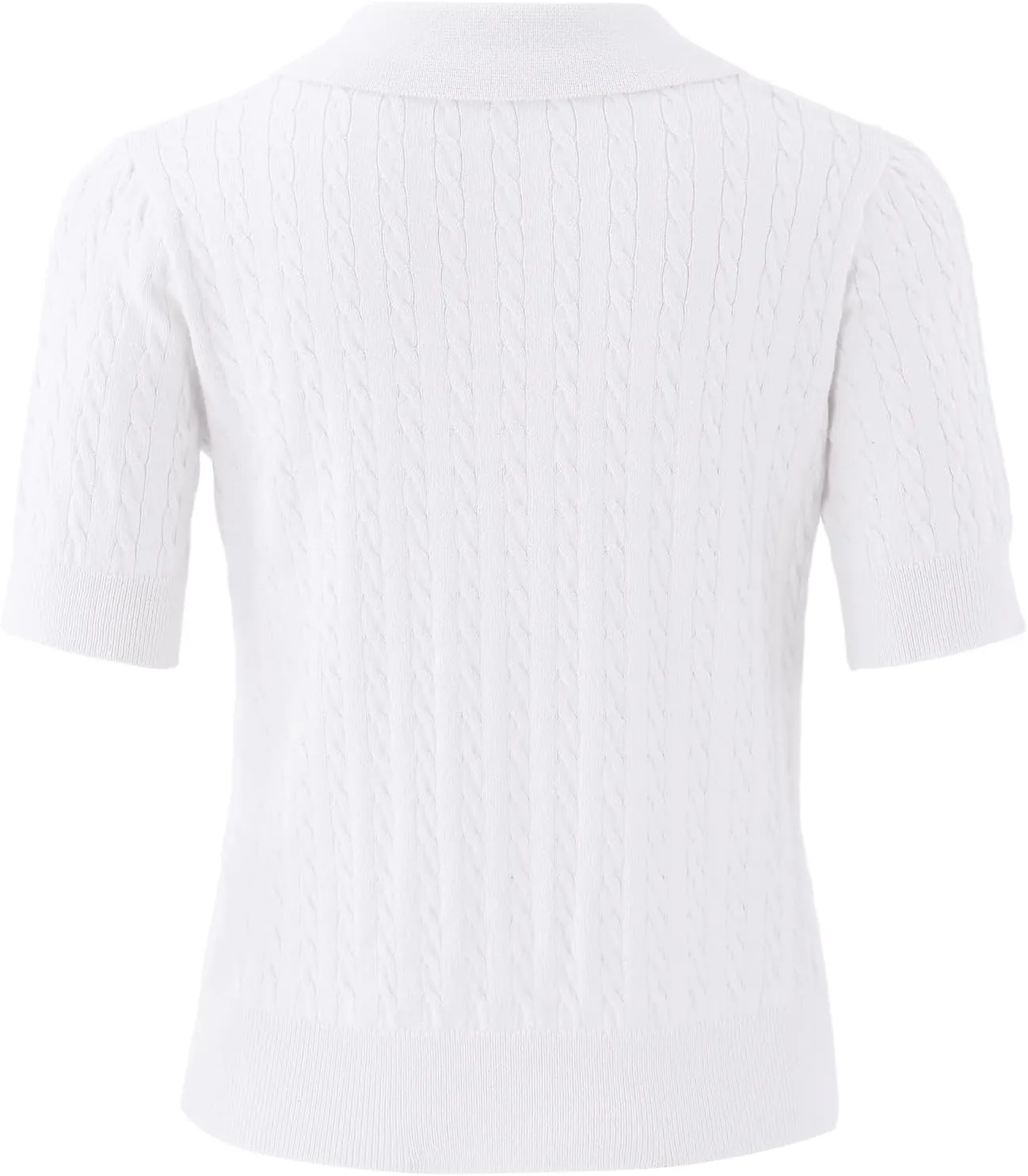 Girls Short Sleeve Polo Shirt Summer Knit School Uniform Blouse V Neck Cable Pullover Sweater Tops 5-14 Years