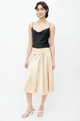 Gold-Tone Pleated Layered Skirt