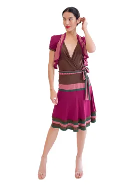 Gucci by Frida Giannini 2006 Brown Color Block Wrap Dress