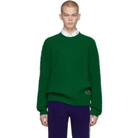Gucci Green Cable Knit Wool GG Sweater