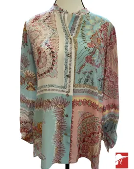 Hale Bob silk button front blouse size S