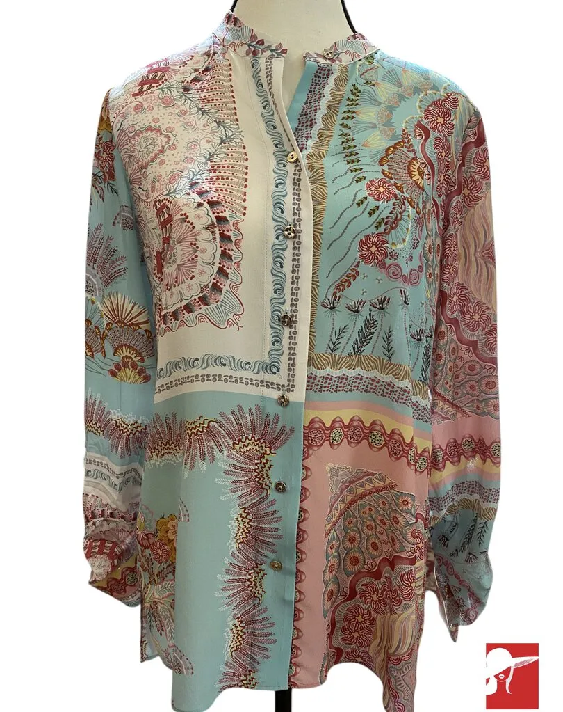 Hale Bob silk button front blouse size S