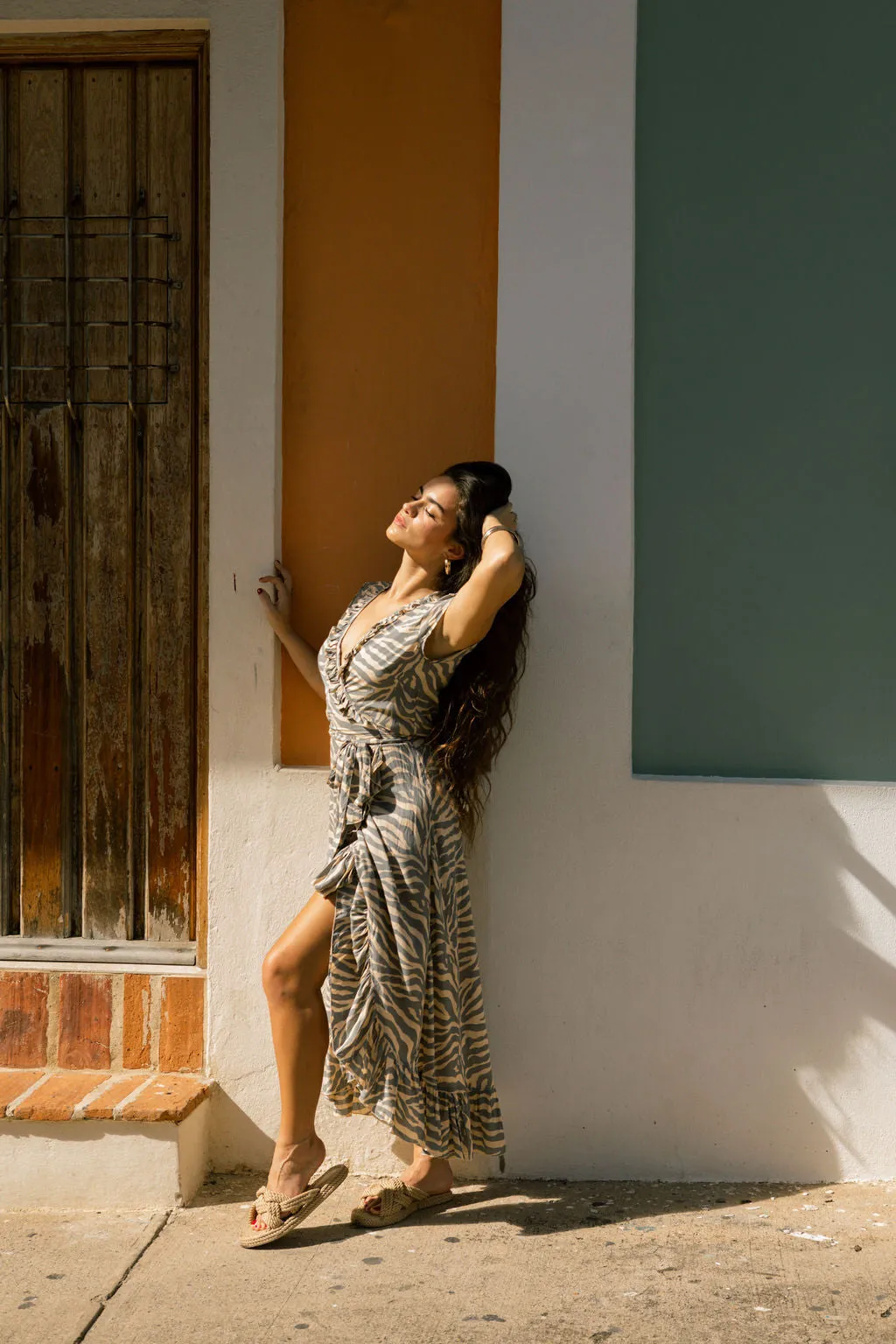 Havana Maxi Wrap Dress in Zebra