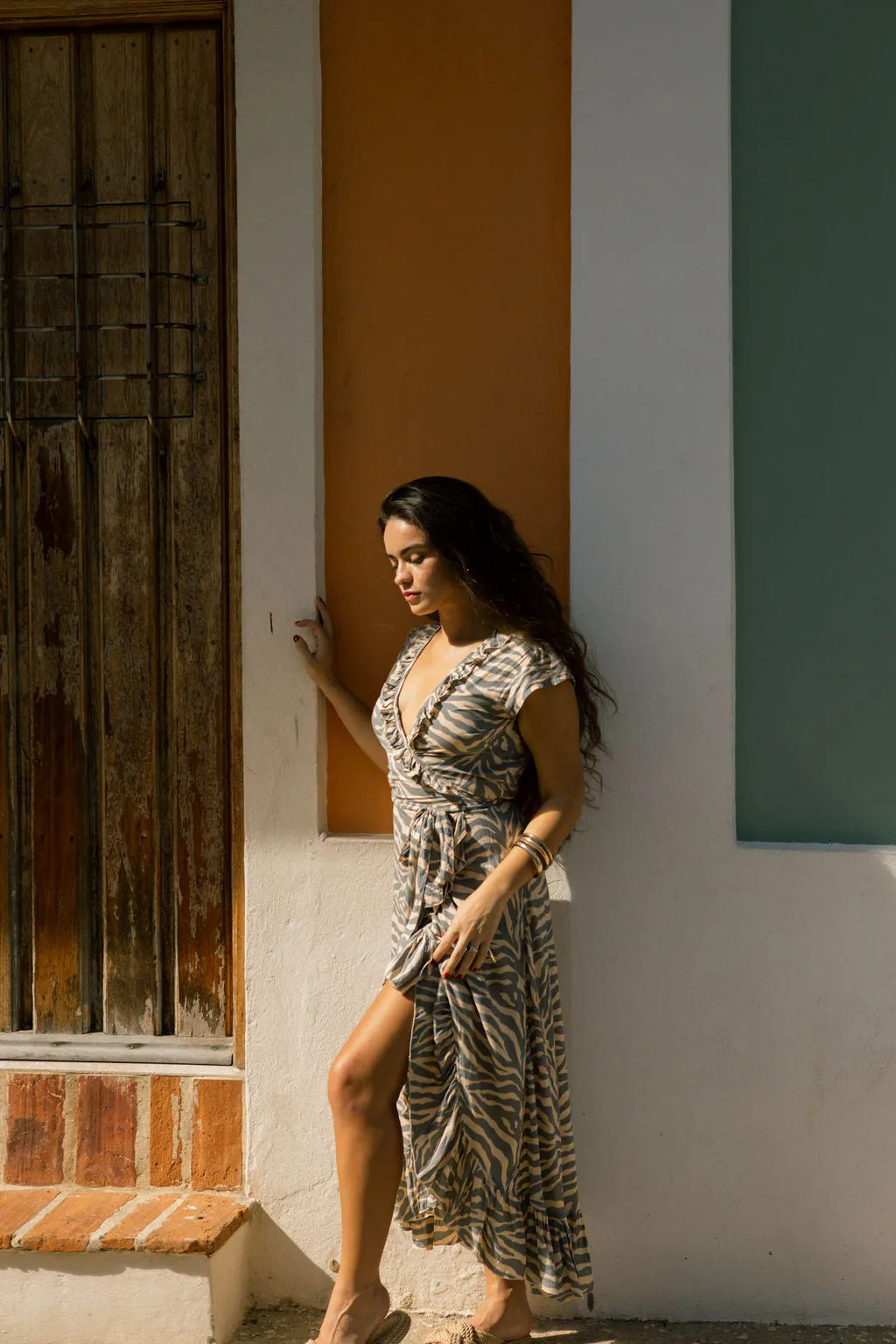Havana Maxi Wrap Dress in Zebra