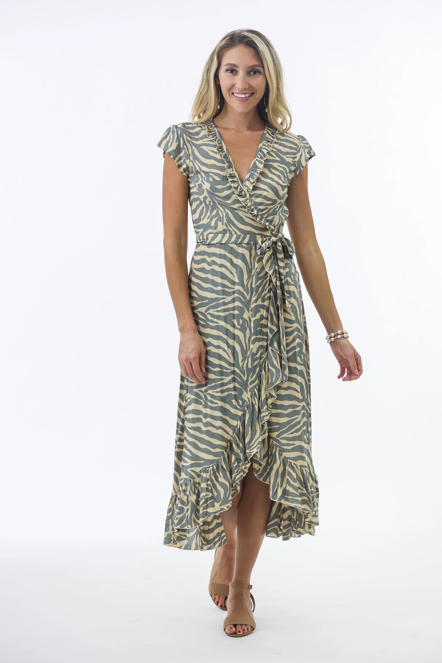 Havana Maxi Wrap Dress in Zebra