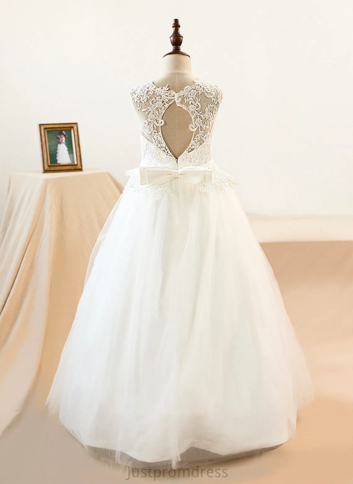 Helena Ball-Gown/PrincessScoopNeckFloor-LengthTulleJuniorBridesmaidDressWithSashBeading#136423 Junior Bridesmaid Dresses