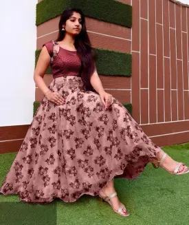 Jacquard Kota Doriya Floor length Gown For Women