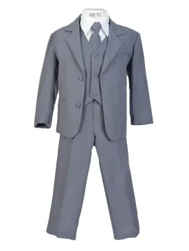 Little Boys Gray 5 Pcs Special Occasion Suit 2T-7