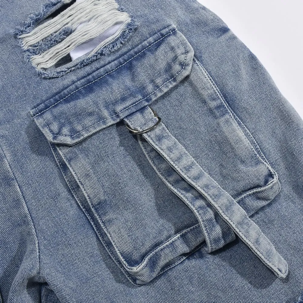 Mandonce Denim Jumpsuit for Women Halter Wide Leg Ripped Jean Jumpsuits for Women with Belt Casual Denim Romper