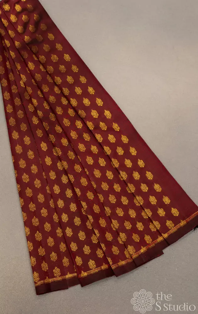 Maroon kanchi silk jhumki motifs blouse material