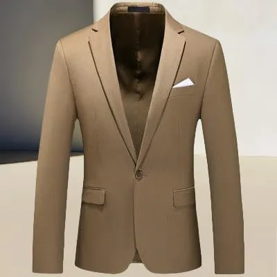 Men's Slim Fit Solid Color Single Blazer Jacket One Button Rose Red