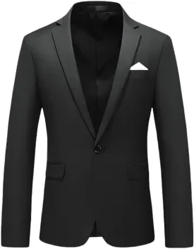 Men's Slim Fit Solid Color Single Blazer Jacket One Button Rose Red