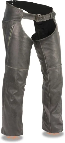 Men's Vintage Distressed Slate Leather Motorcycle Jacket, Vest & Chap
