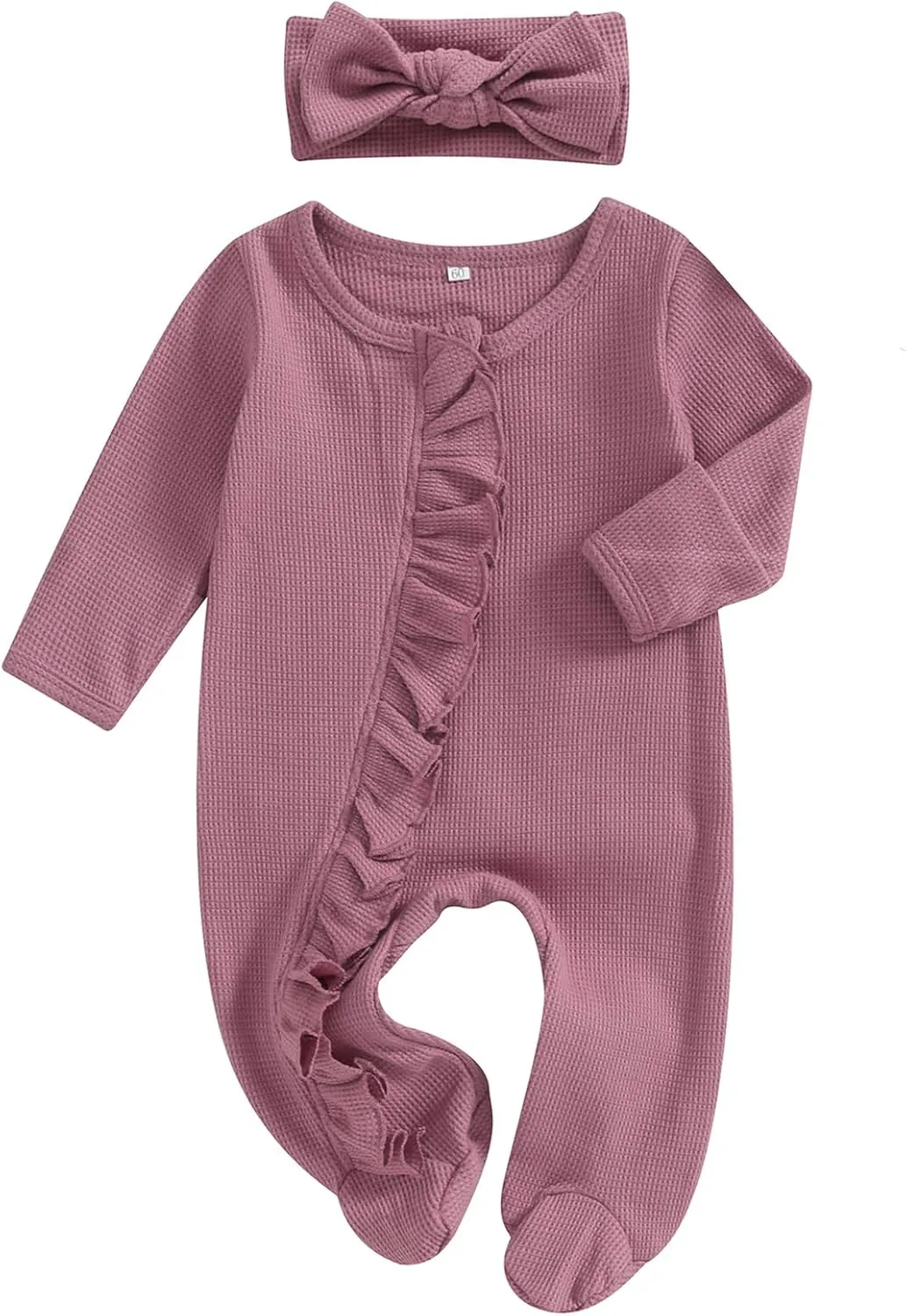 Newborn Baby Girl Fall Winter Outfits Clothes Knit Jumpsuit Ruffle Romper Newborn Coming Home Outfit for Baby Girl