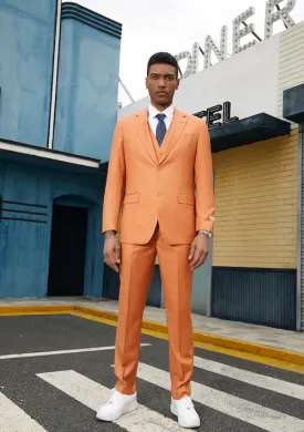 Orange Sharkskin Three Piece Suit