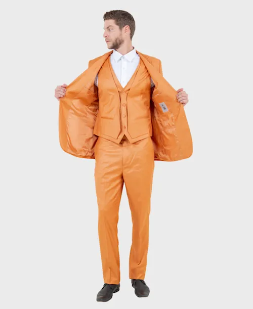 Orange Sharkskin Three Piece Suit
