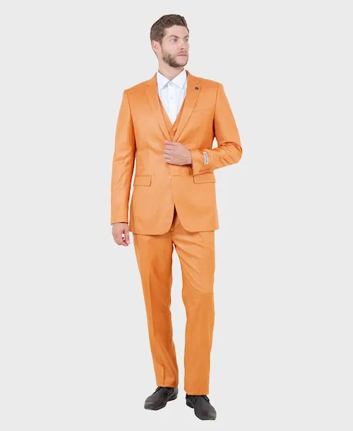 Orange Sharkskin Three Piece Suit