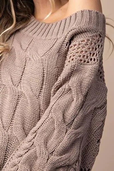 Parker Chunky Cable Knit Sweater (Mocha)