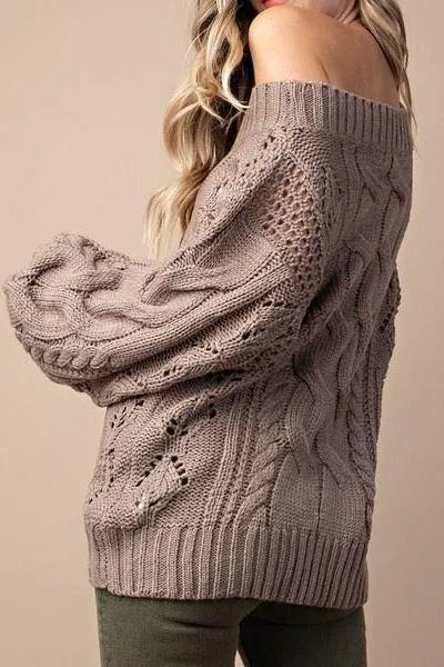 Parker Chunky Cable Knit Sweater (Mocha)