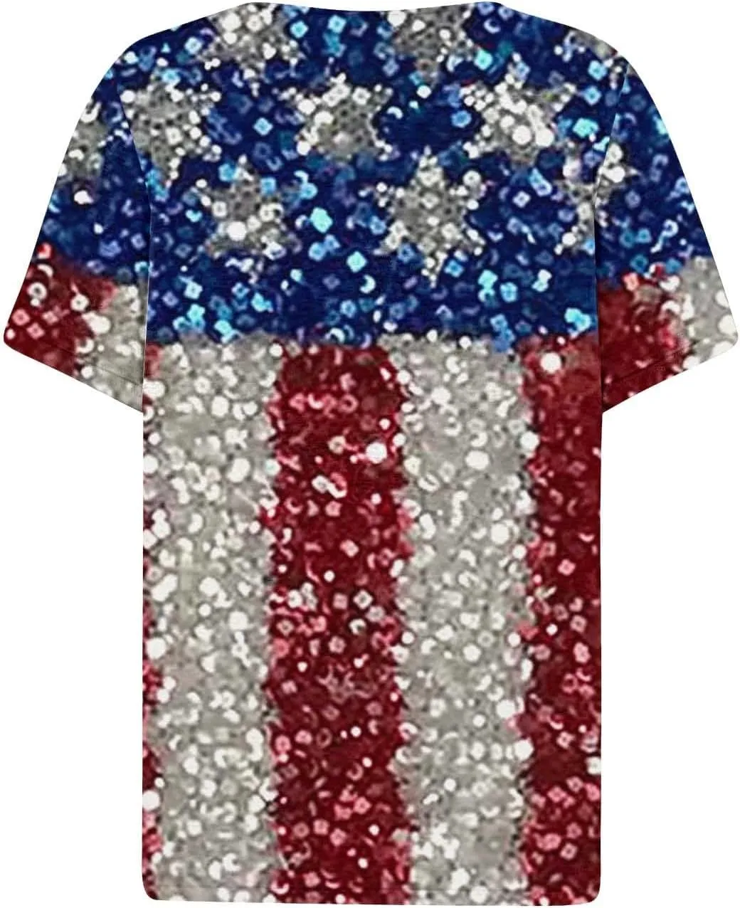 Patriotic T Shirt for Women 4th of July American Flag Print Short Sleeve Tops Casual V Neck Button Down Blouse