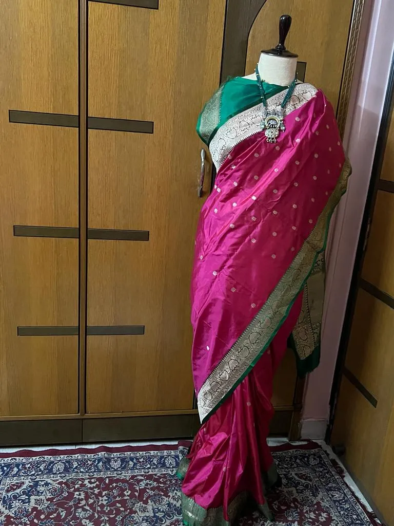 Pink Katan silk saree indian sari