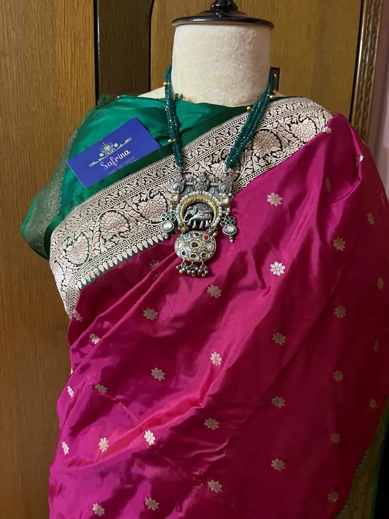 Pink Katan silk saree indian sari