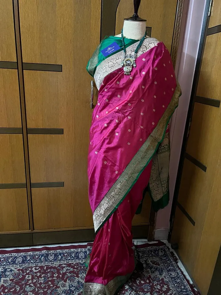Pink Katan silk saree indian sari