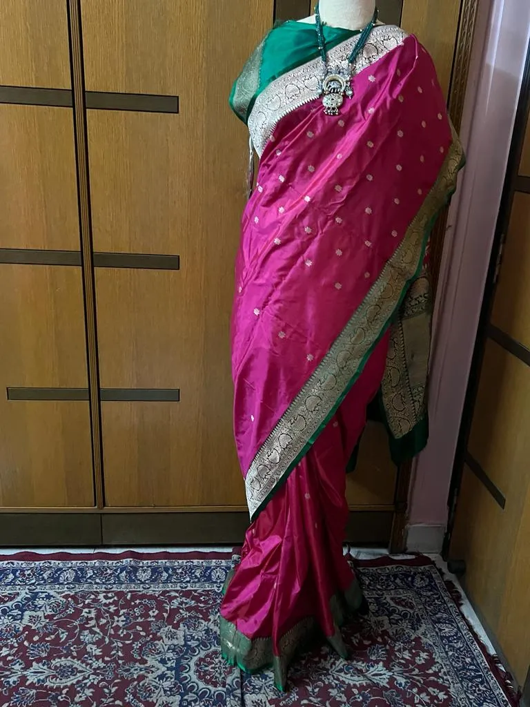Pink Katan silk saree indian sari