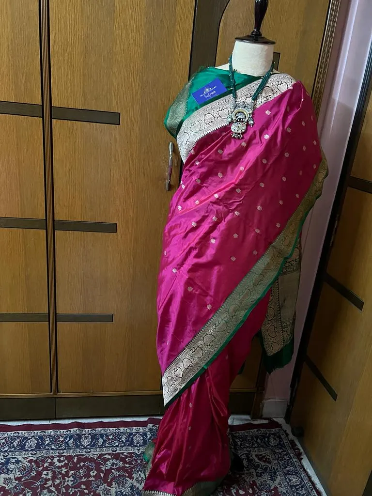 Pink Katan silk saree indian sari