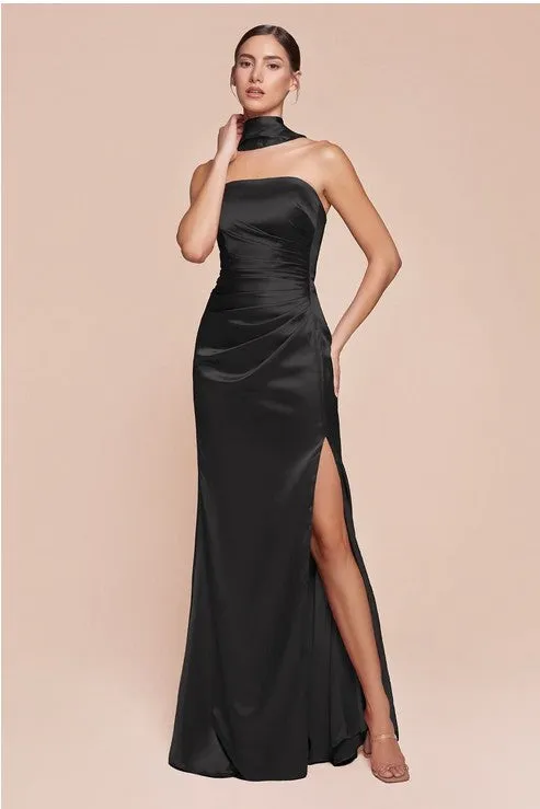 Posh Luxury Strapless Satin Sage Gown w/Sash