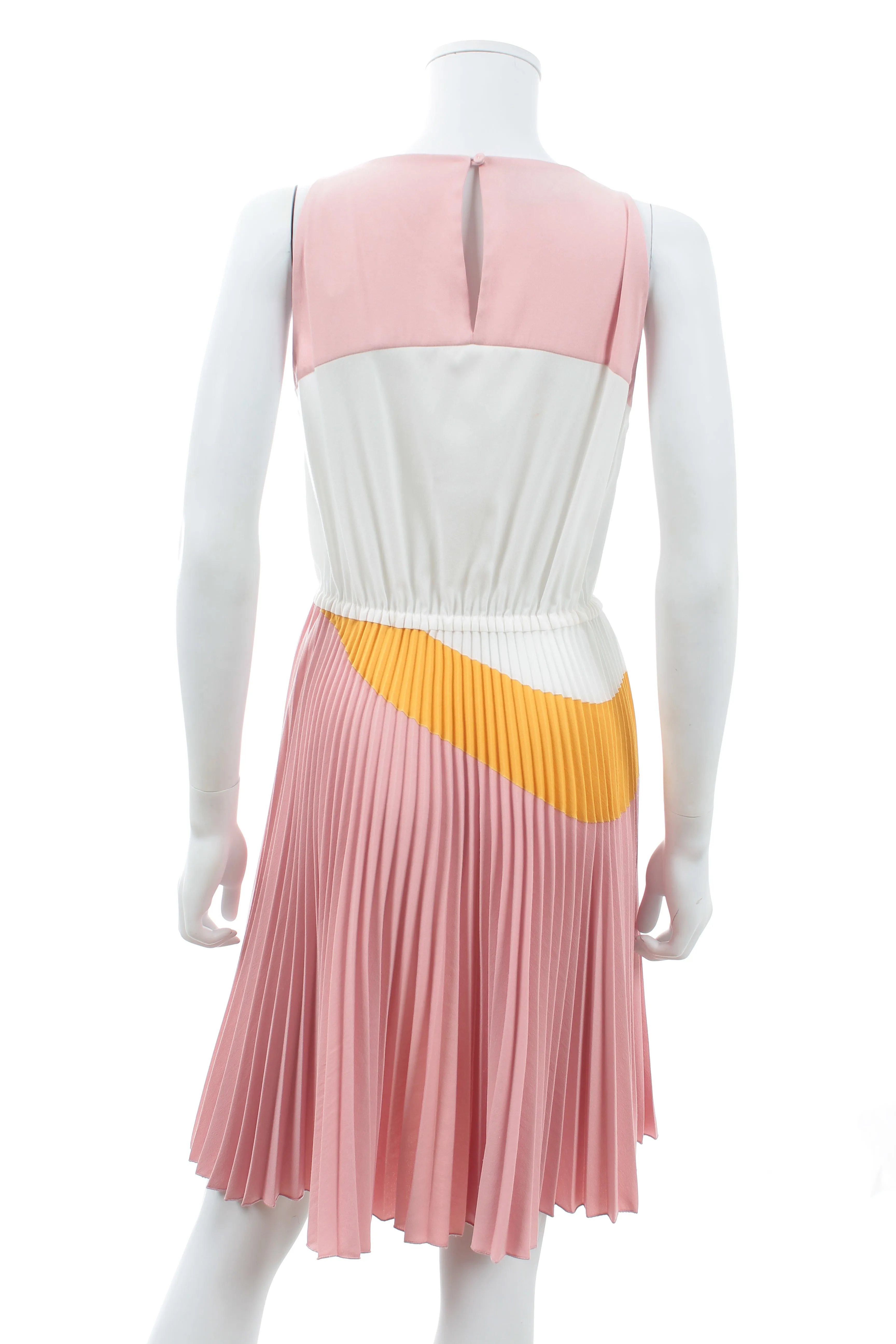 Prada Colour-Block Pleated Sleeveless Crepe Dress