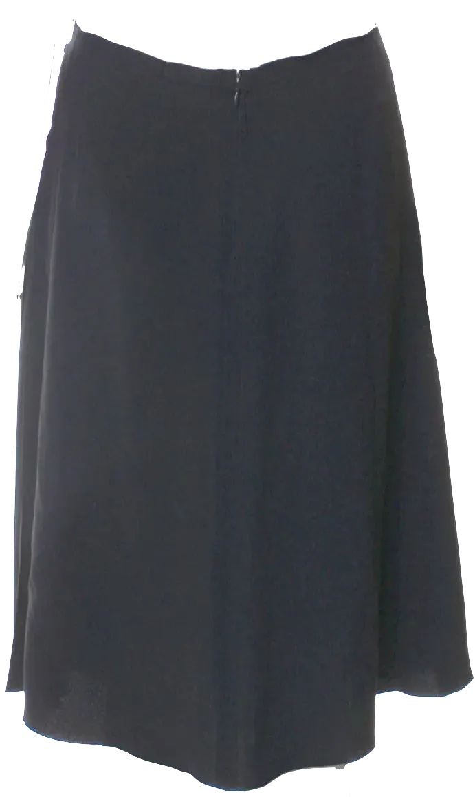 Prada Italy. Black Viscose Blend Vintage Knee-Length Skirt
