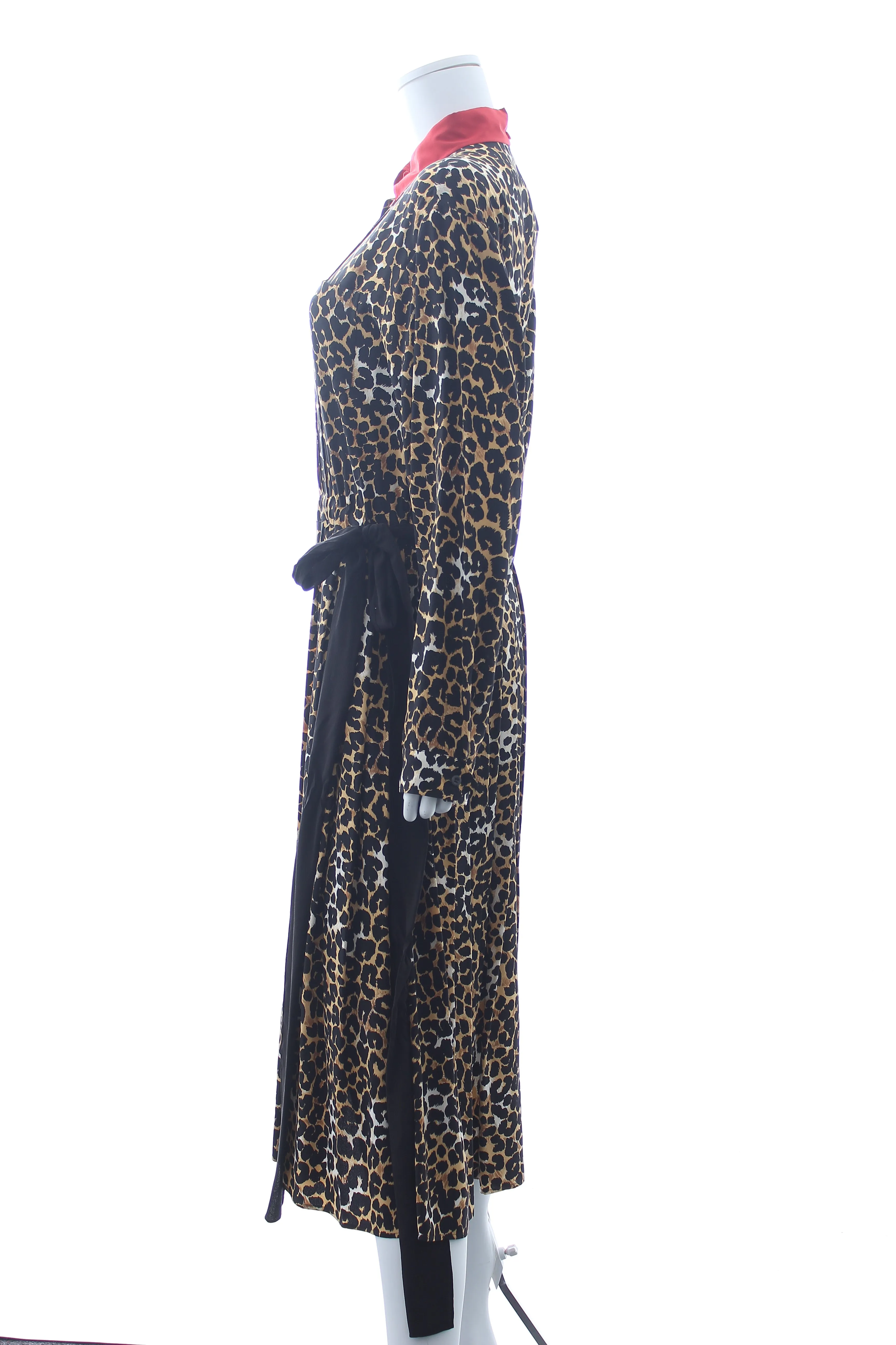 Prada Leopard Printed Silk Shirtdress