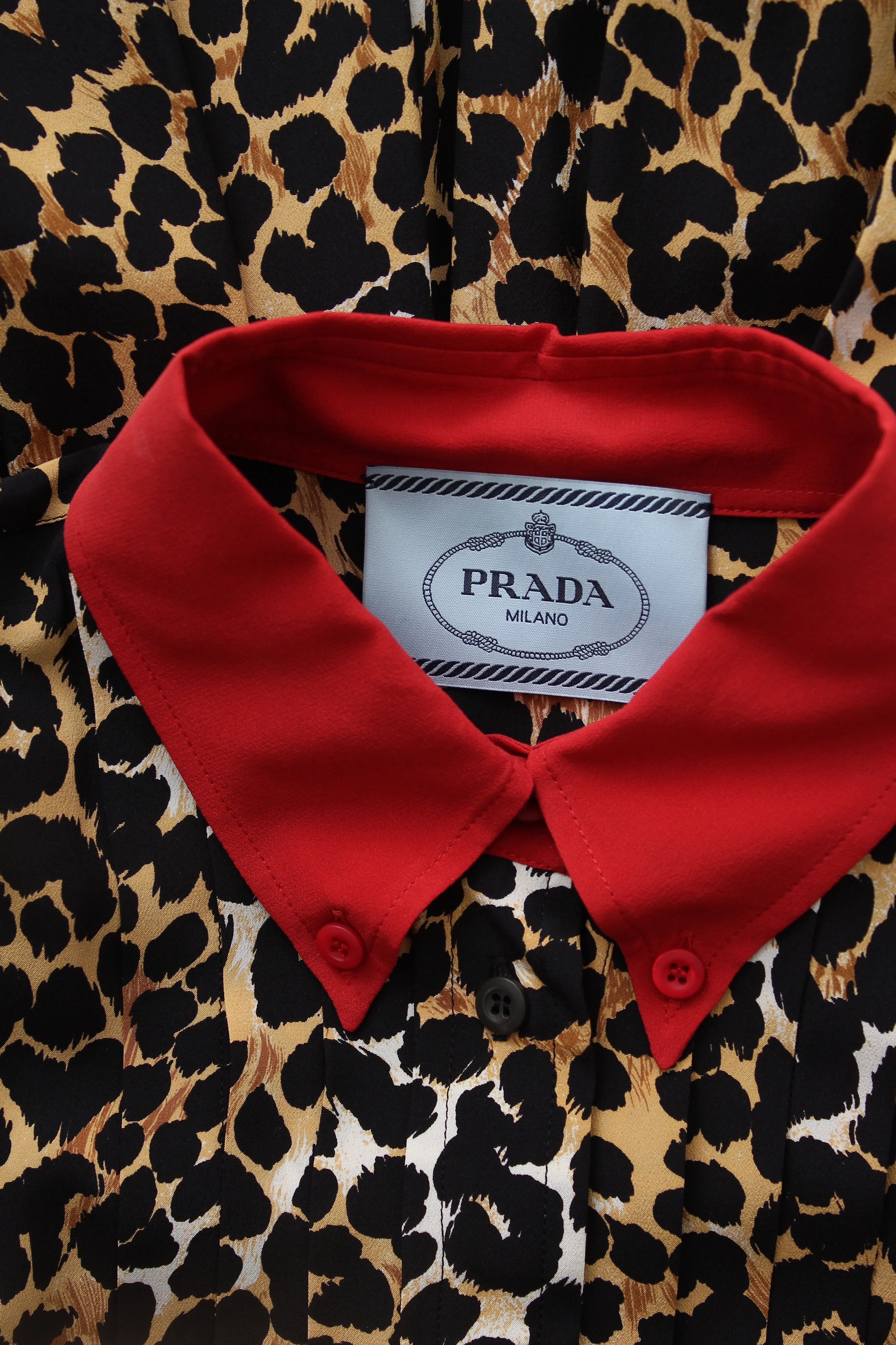 Prada Leopard Printed Silk Shirtdress