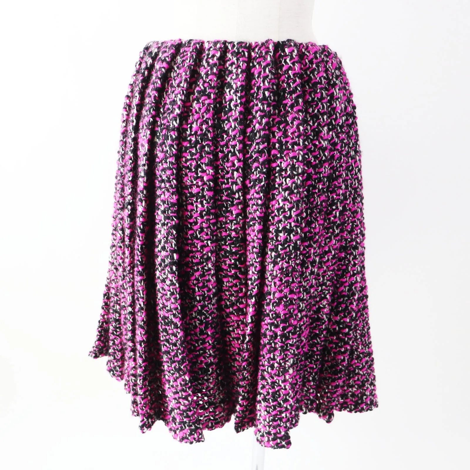 PRADA Pleated skirt P1320 wool pink black white 40