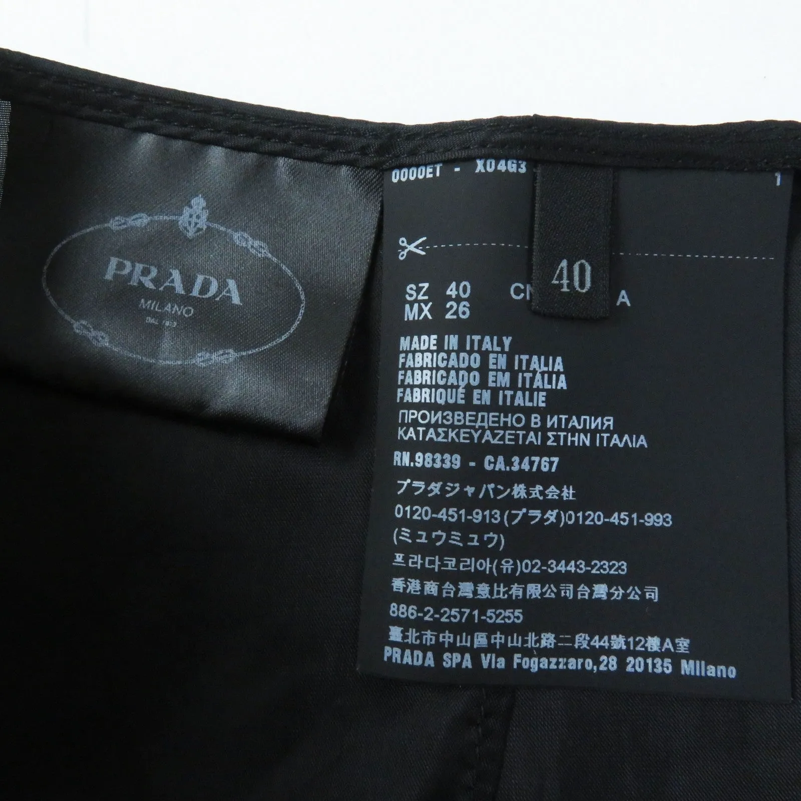 PRADA Pleated skirt P1320 wool pink black white 40