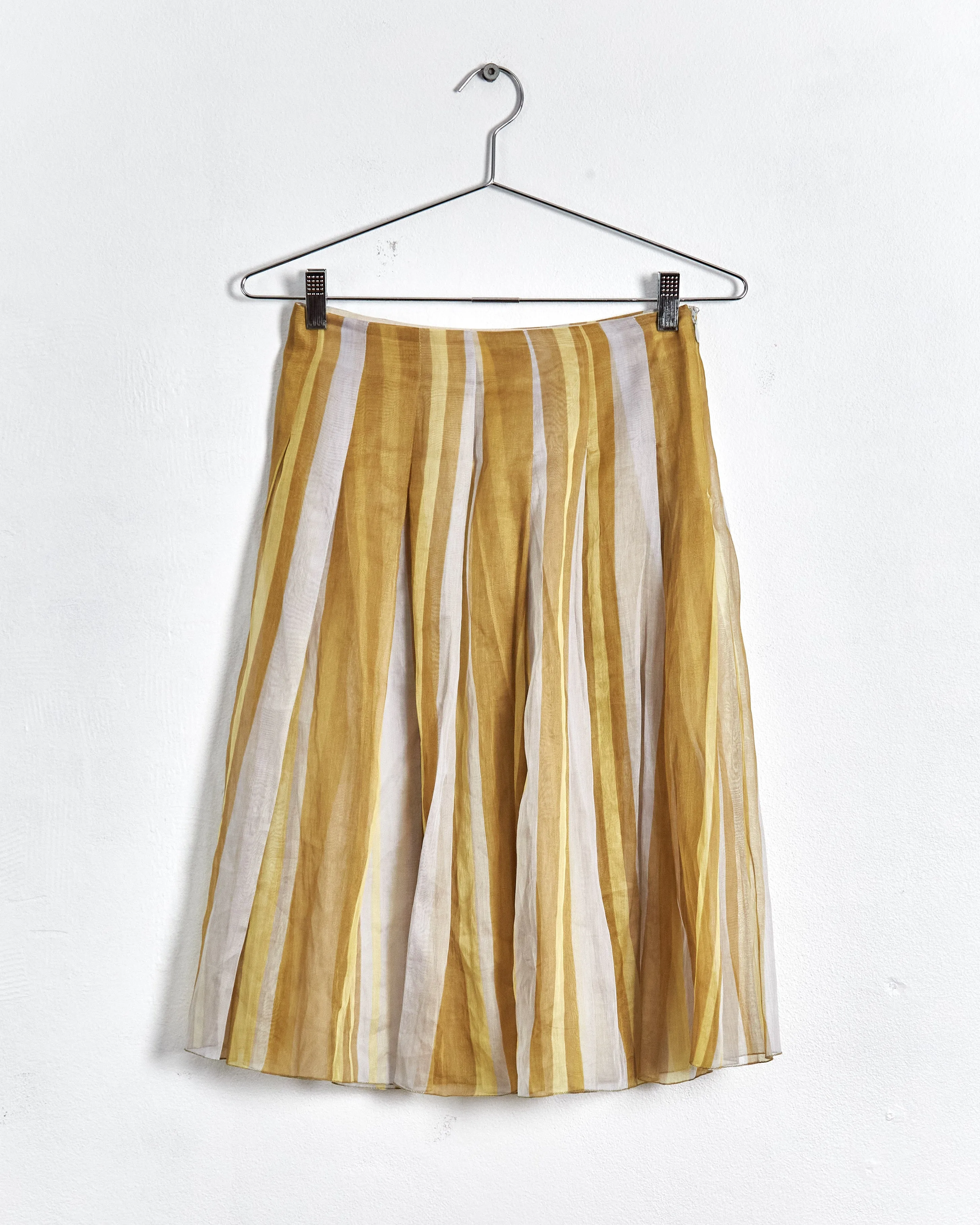 Prada spring '16 sheer pleated skirt, yellow & white, 6