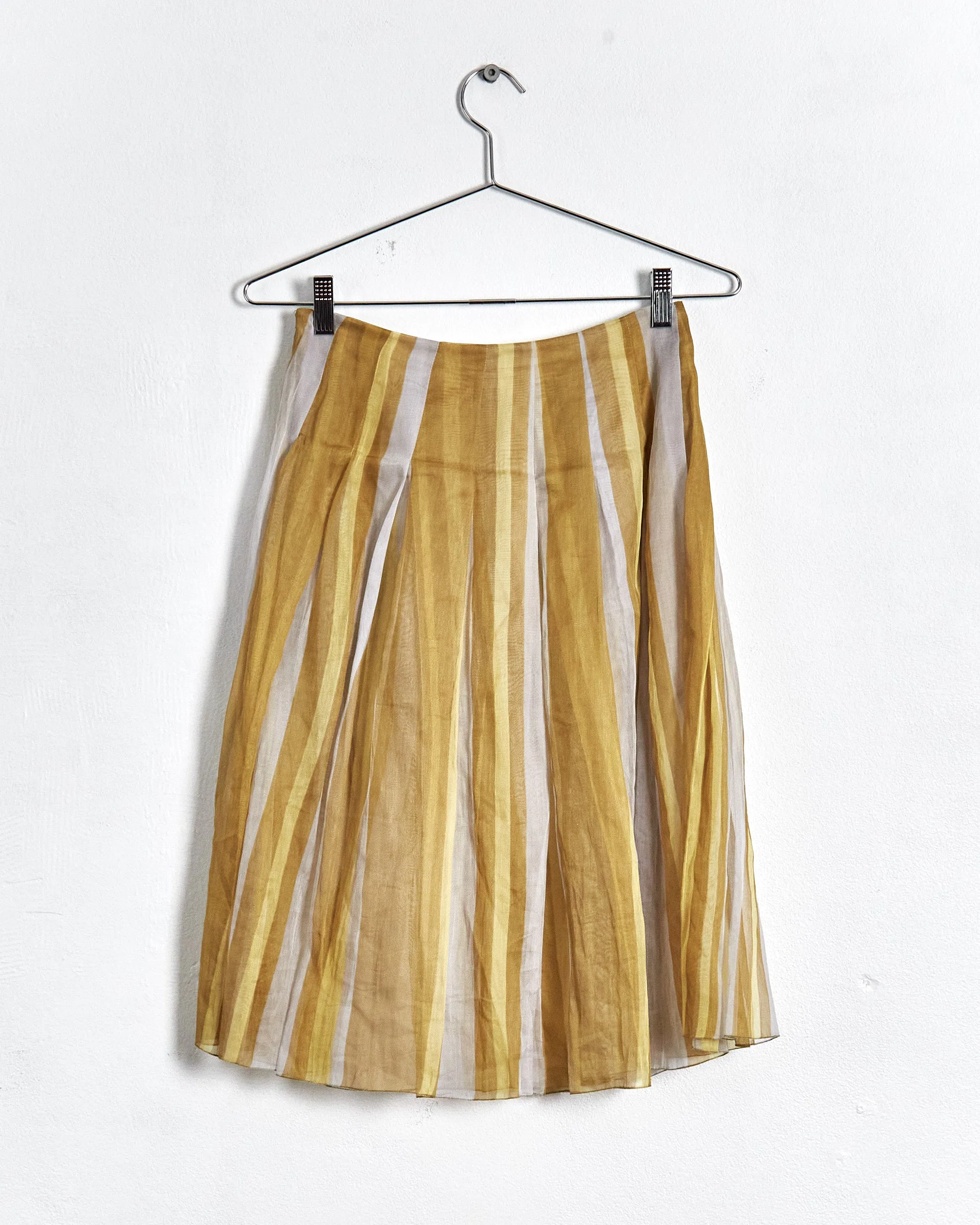 Prada spring '16 sheer pleated skirt, yellow & white, 6