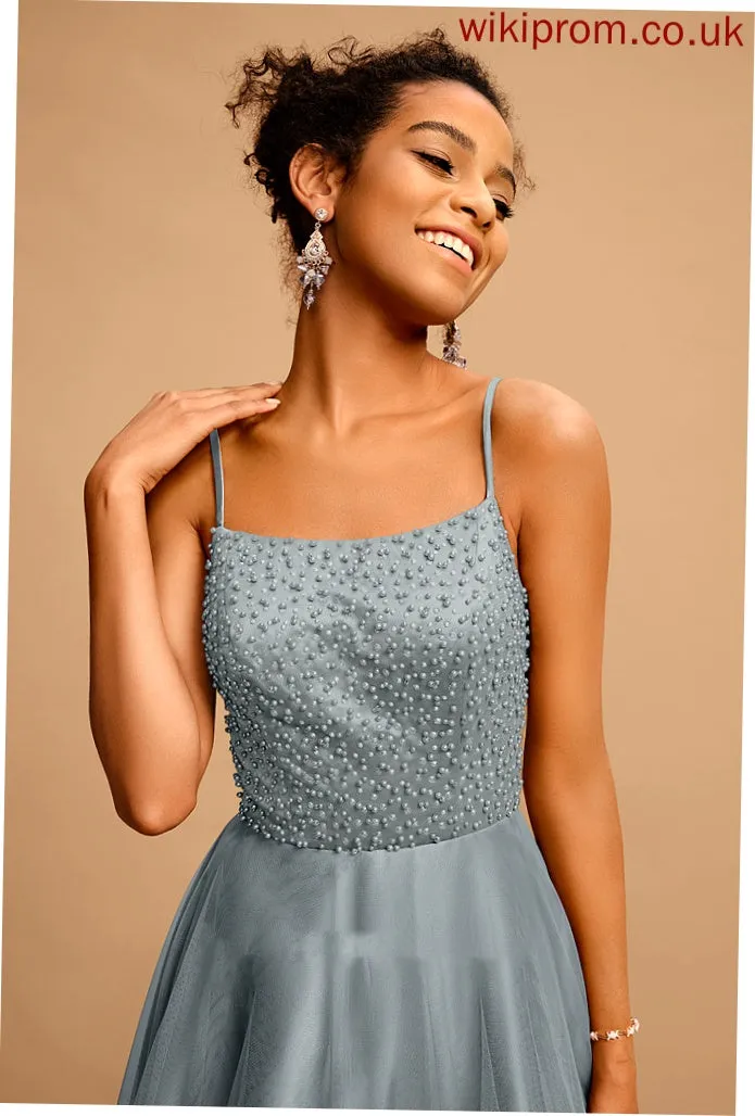 Prom Dresses With Ball-Gown/Princess Neckline Beading Floor-Length Tulle Square Sequins Litzy