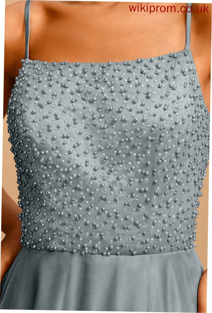 Prom Dresses With Ball-Gown/Princess Neckline Beading Floor-Length Tulle Square Sequins Litzy