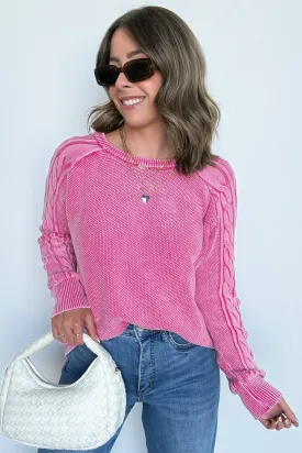 Prominent Charm Cable Knit Sleeve Sweater - FINAL SALE