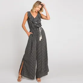 Ruffled V-Neck Sleeveless Jumpsuit