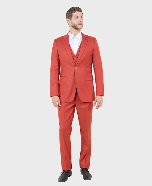Rust Sharkskin Three Piece Suit