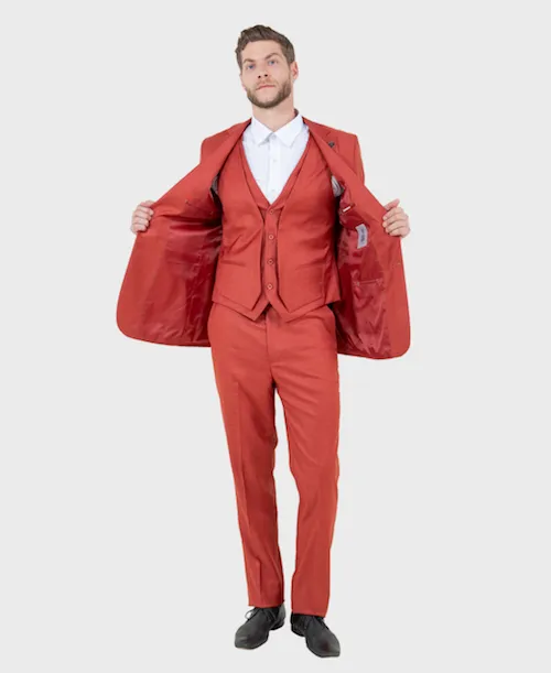 Rust Sharkskin Three Piece Suit