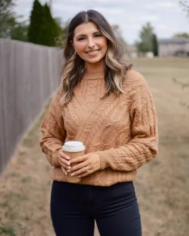 Scarlet Sands Cable Knit Crew Sweater